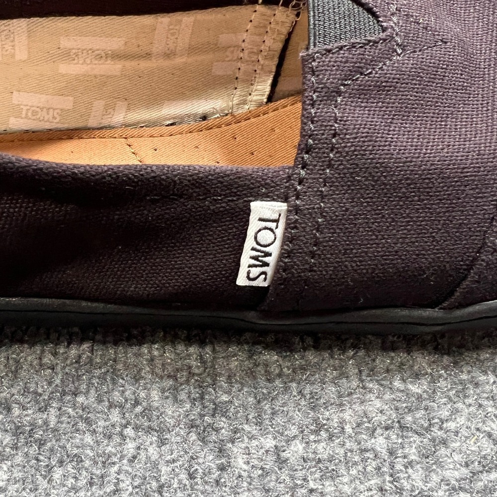 NIB TOMS Youth 5 Classic‎ Black Canvas Slip On Alpargata Shoes 10010530 - Picture 8 of 12